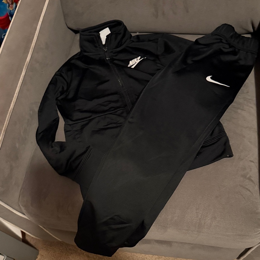 Nike Black Tracksuit with White Swoosh Logos